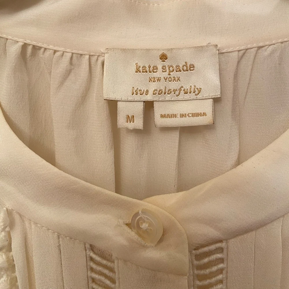 Kate Spade NY  Sz Medium ivory nylon Long sleeve blouse top